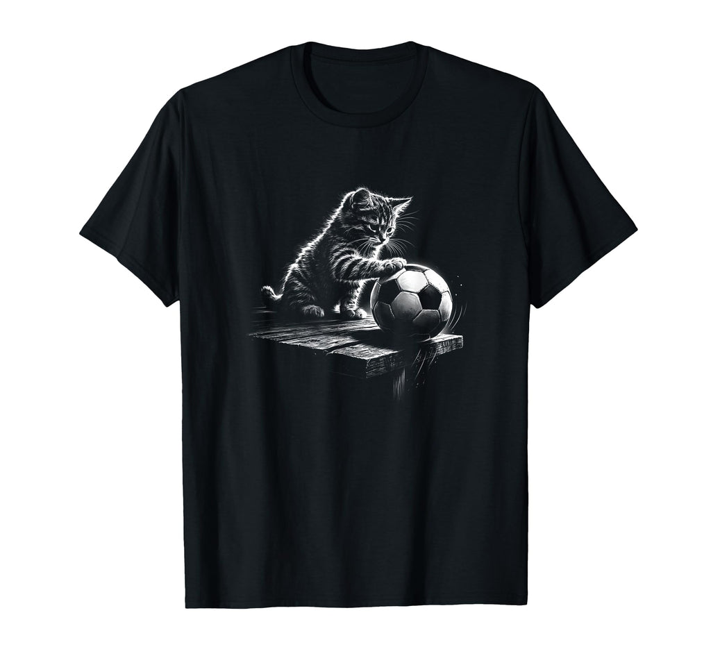 Soccer Cat Playing Football Kitten Fan T-Shirt - Custom Art Print Unisex