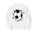 Soccer Ball Crashing Through Wall Sweatshirt - Casual Everyday Wear Unisex