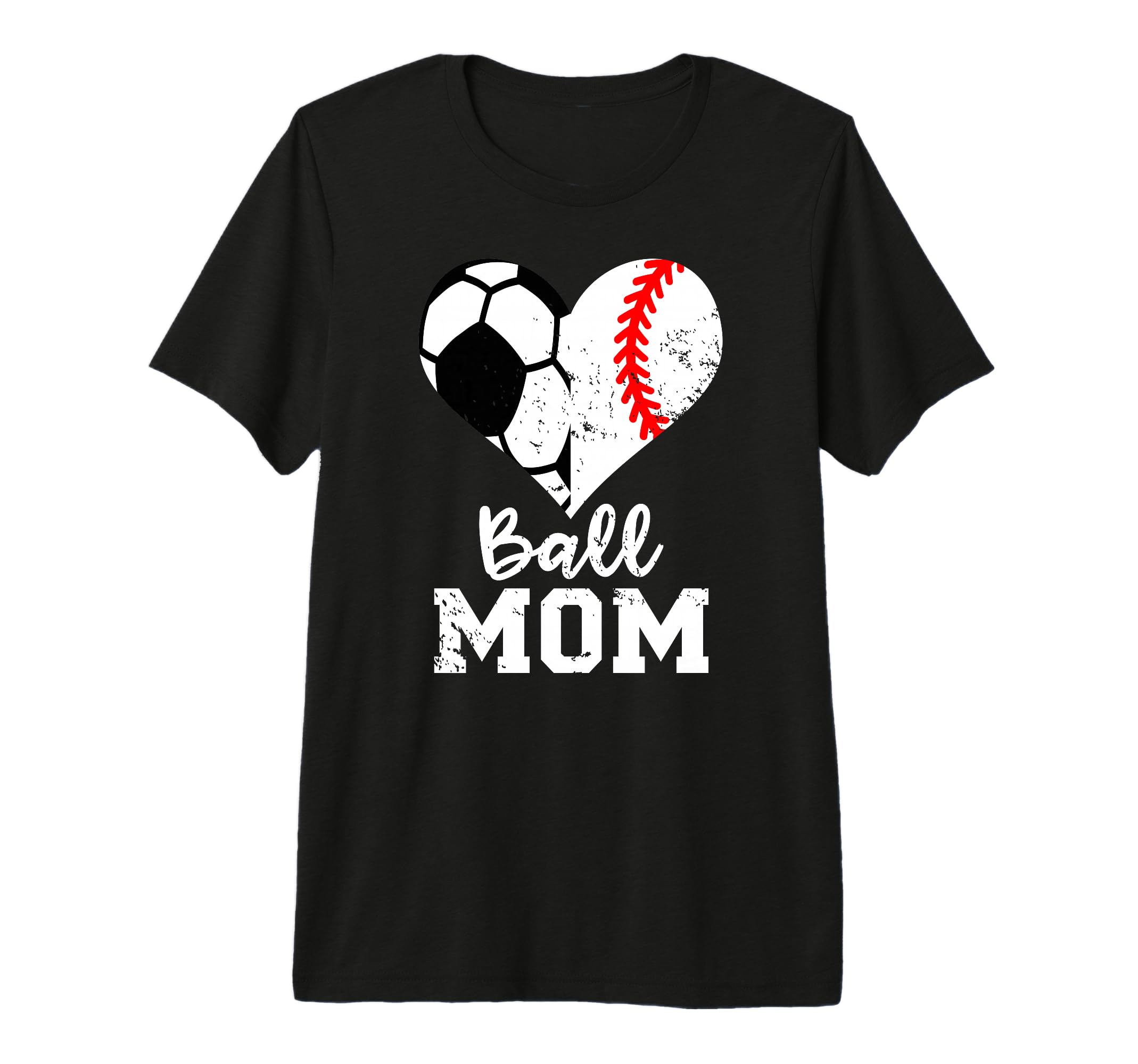 Ball Mom Heart Funny Baseball Soccer T-Shirt - Custom Art Print for Adults