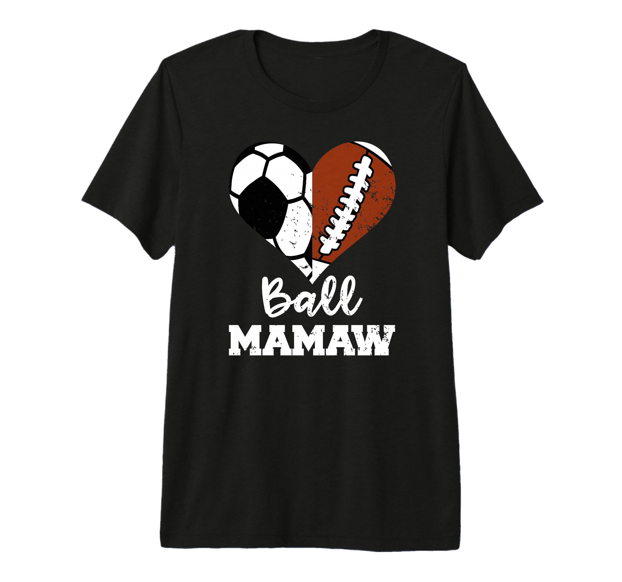 Ball Mamaw Heart Funny Soccer Football T-Shirt - Trendy Graphic for Adults