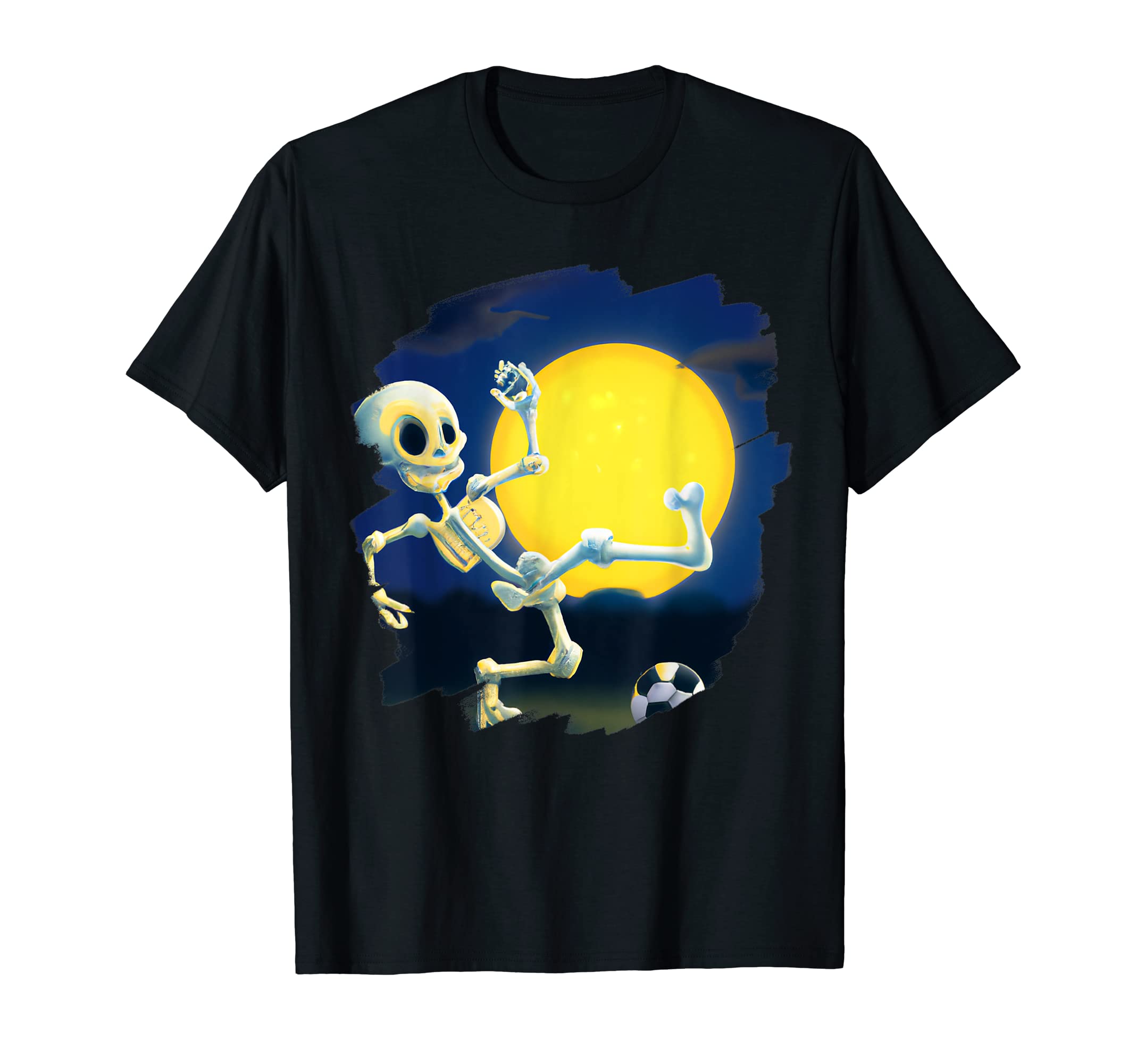 Skeleton Playing Soccer Funny T-Shirt - Unique Graphic for Adults