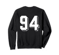 Number 94 Backside 80S 90S Team Sweatshirt - Fun Novelty Design for Adults