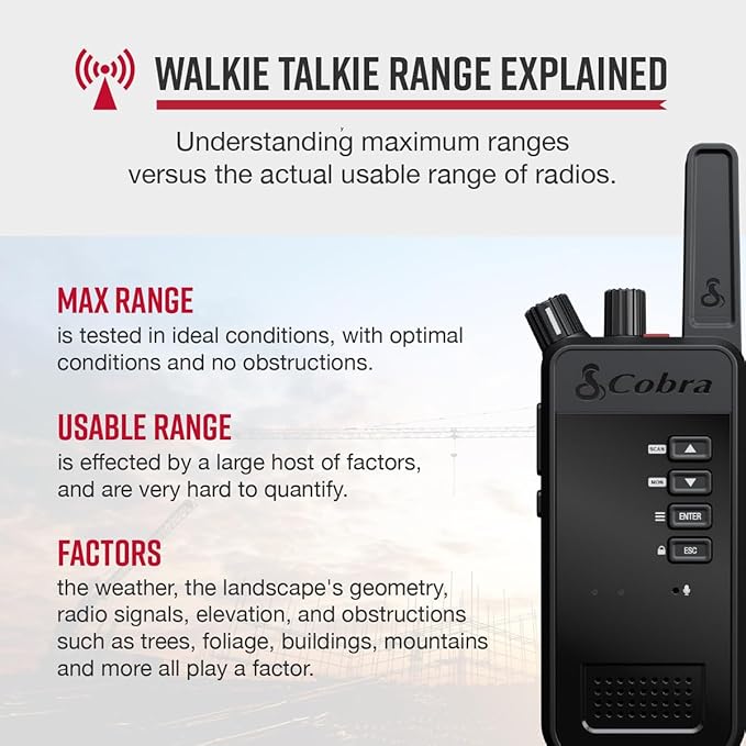 Cobra Performa 400 Business Radio (1-Pack with Dock) - 2-Channel UHF/LMR Professional Two Way Radio, Waterproof Walkie Talkie, Drop Proof, Shockproof IP67 & MIL-SPEC Rated, 18-Hour Li-Ion Battery