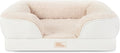 TOWN & COUNTRY EVERYDAY CuddleTown Comfy Solid Bolster Sofa Pet Bed, Supportive & Calming Egg Crate Foam, Non-Slip Bottom, Machine Washable Cover, Cream, Large 35"x25"x8"