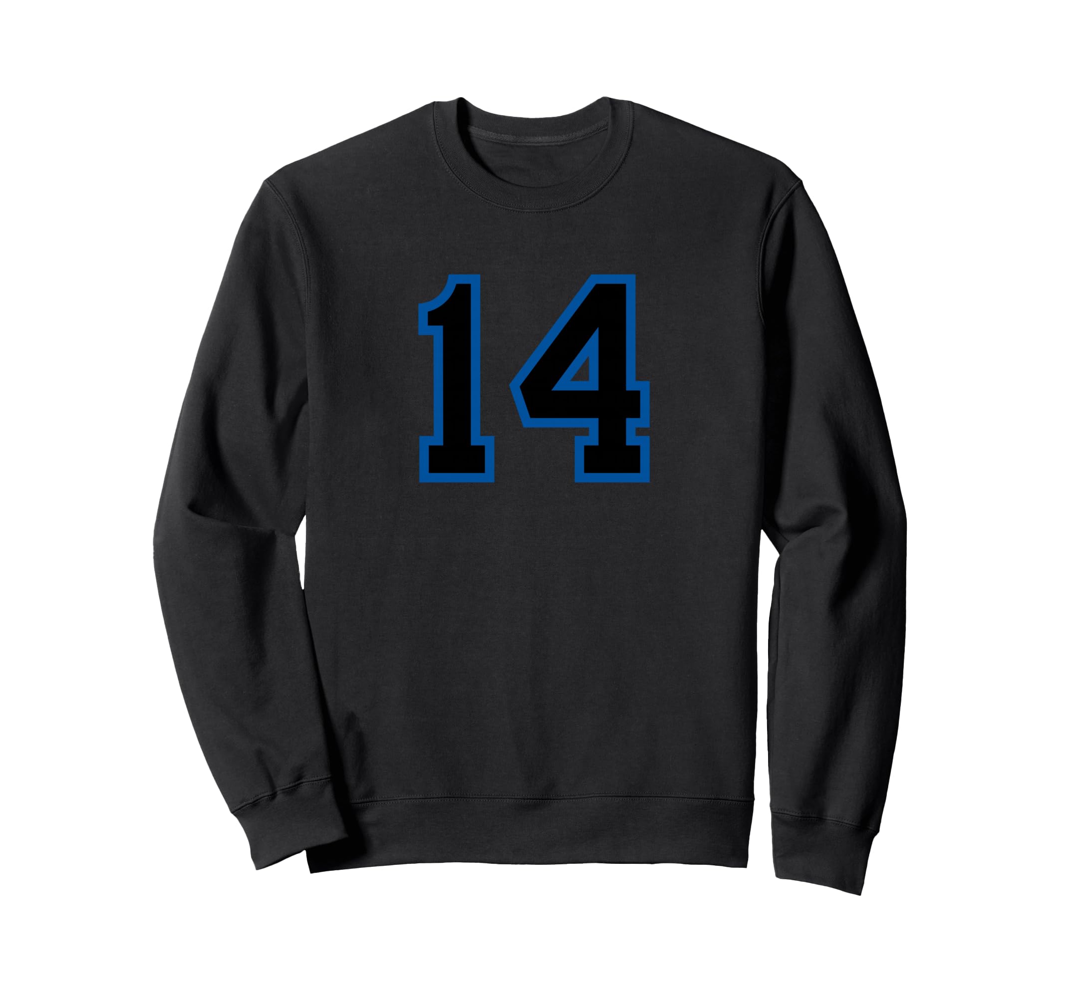 Blue Black Sport Team Number 14 Sweatshirt - Aesthetic Graphic Unisex