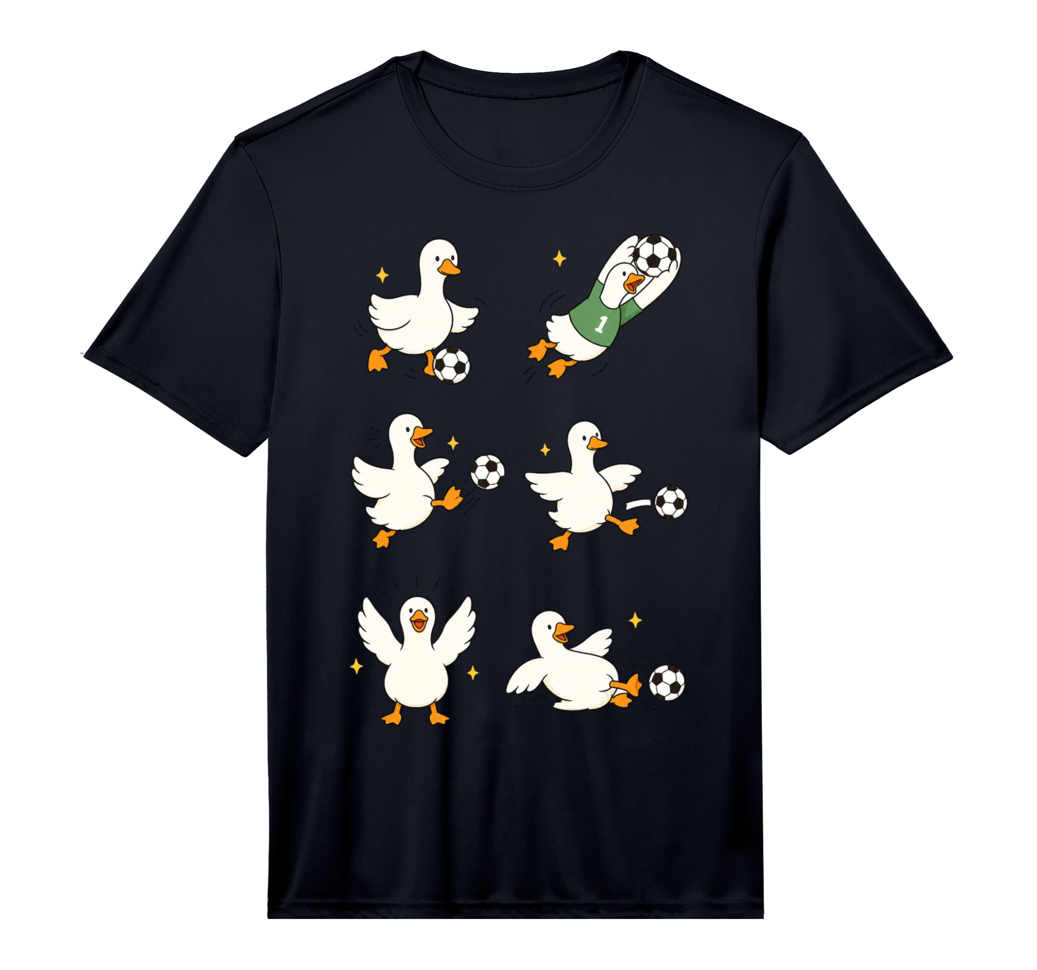 Silly Goose Playing Soccer Player T-Shirt - Fun Novelty Design Unisex