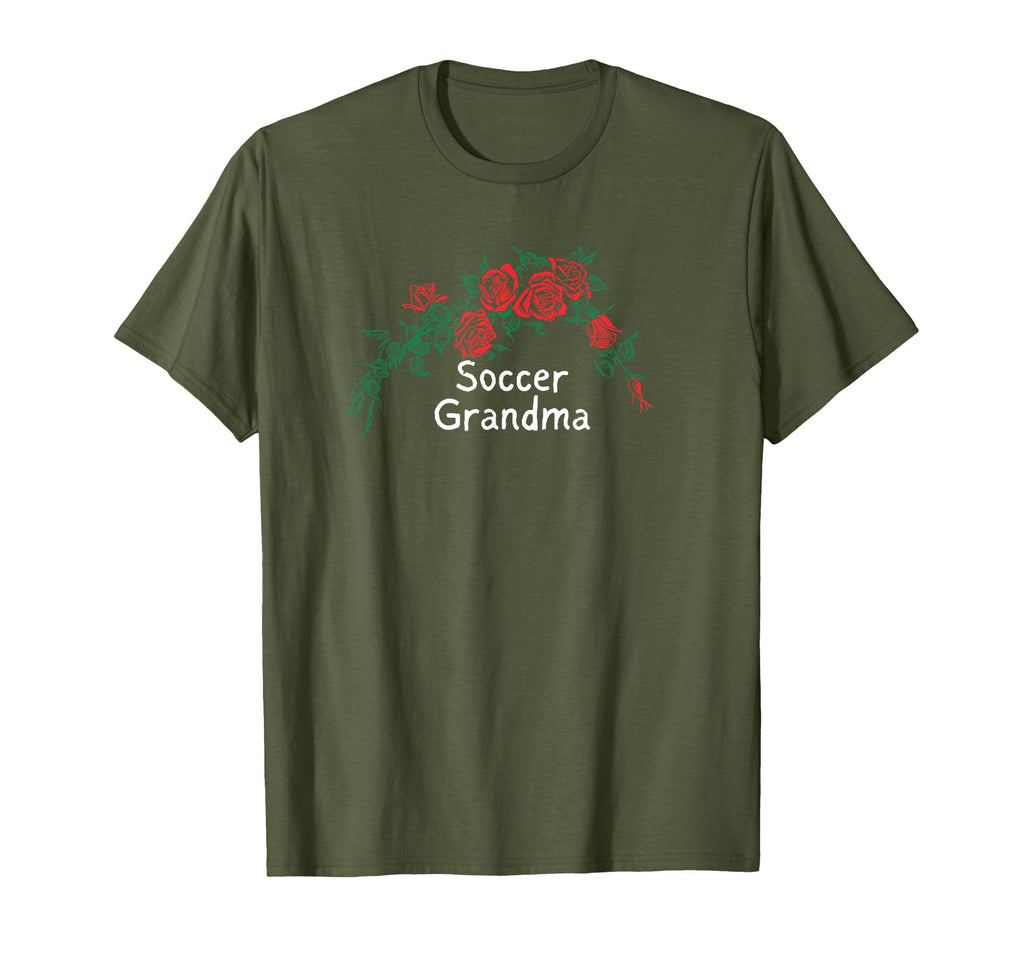 Flowers Red Soccer Grandma T-Shirt - Graphic Print for Adults