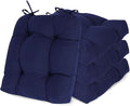 Aoodor 19" x 19" x 5" Tufted Outdoor Chair Cushions, Water Resistant & Fade Resistant Polyester Dining Chair Pads with 2 Straps for Patio Furniture, Set of 4