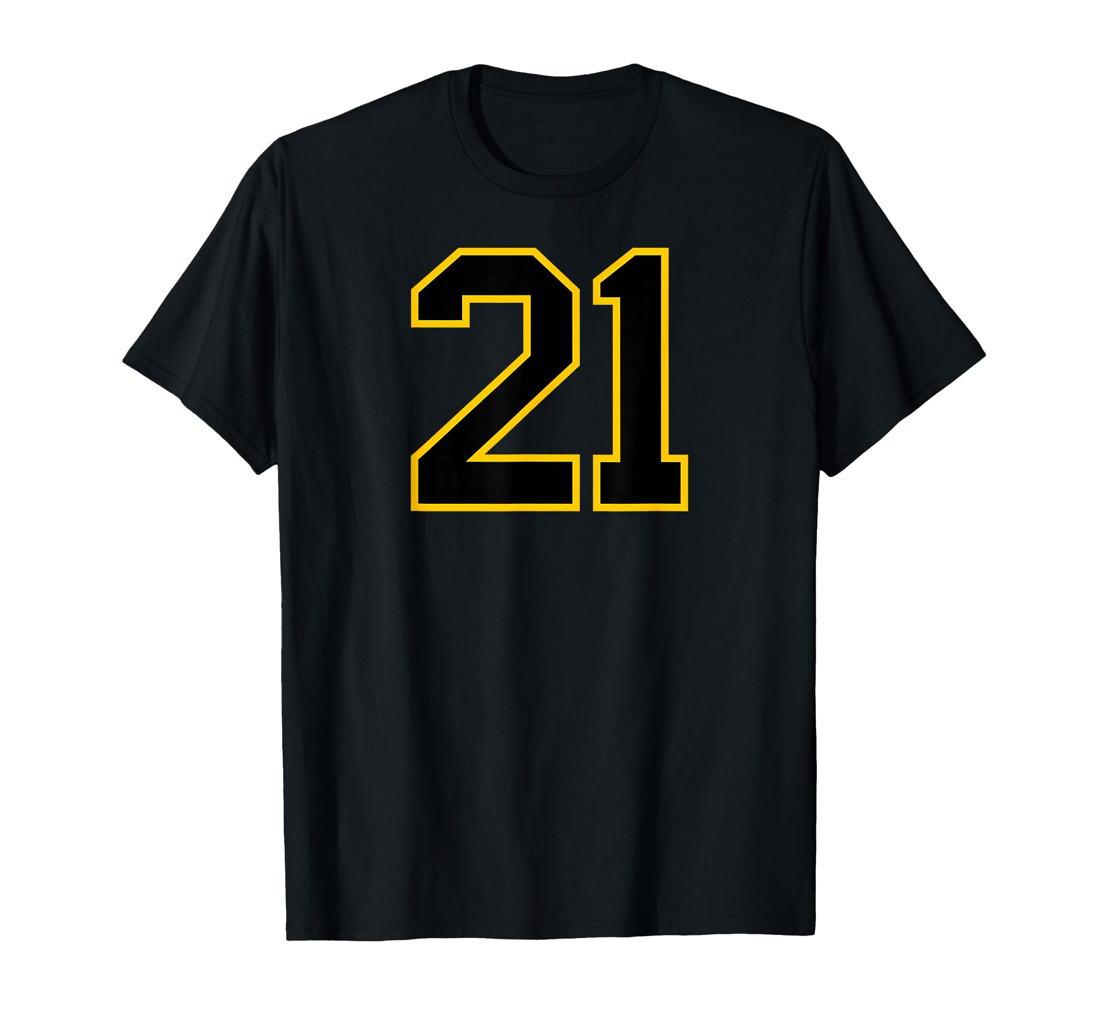 Yellow Black Sports Team Number 21 T-Shirt - Graphic Print Men Women
