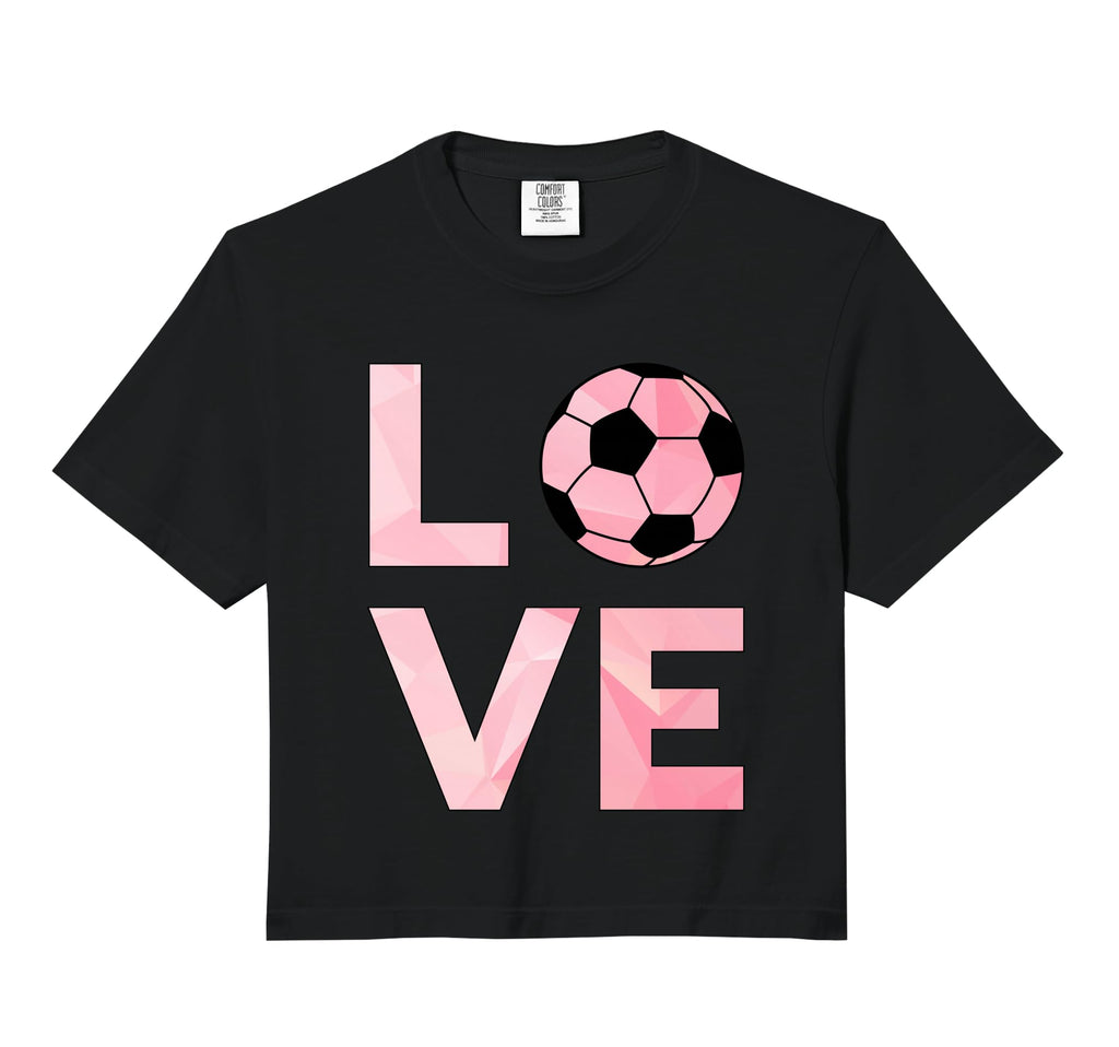 Love Soccer Soccer Comfort Colors Crop Hoodie - Graphic Print Unisex