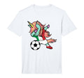 Dabbing Unicorn Italy Soccer Jersey T-Shirt - Fun Novelty Design Men Women