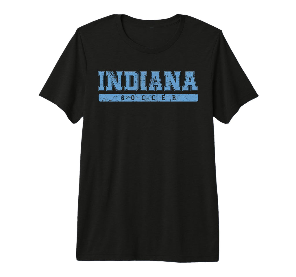Indiana Soccer Sky Blue Text Tri Blend T-Shirt - Unique Graphic Unisex