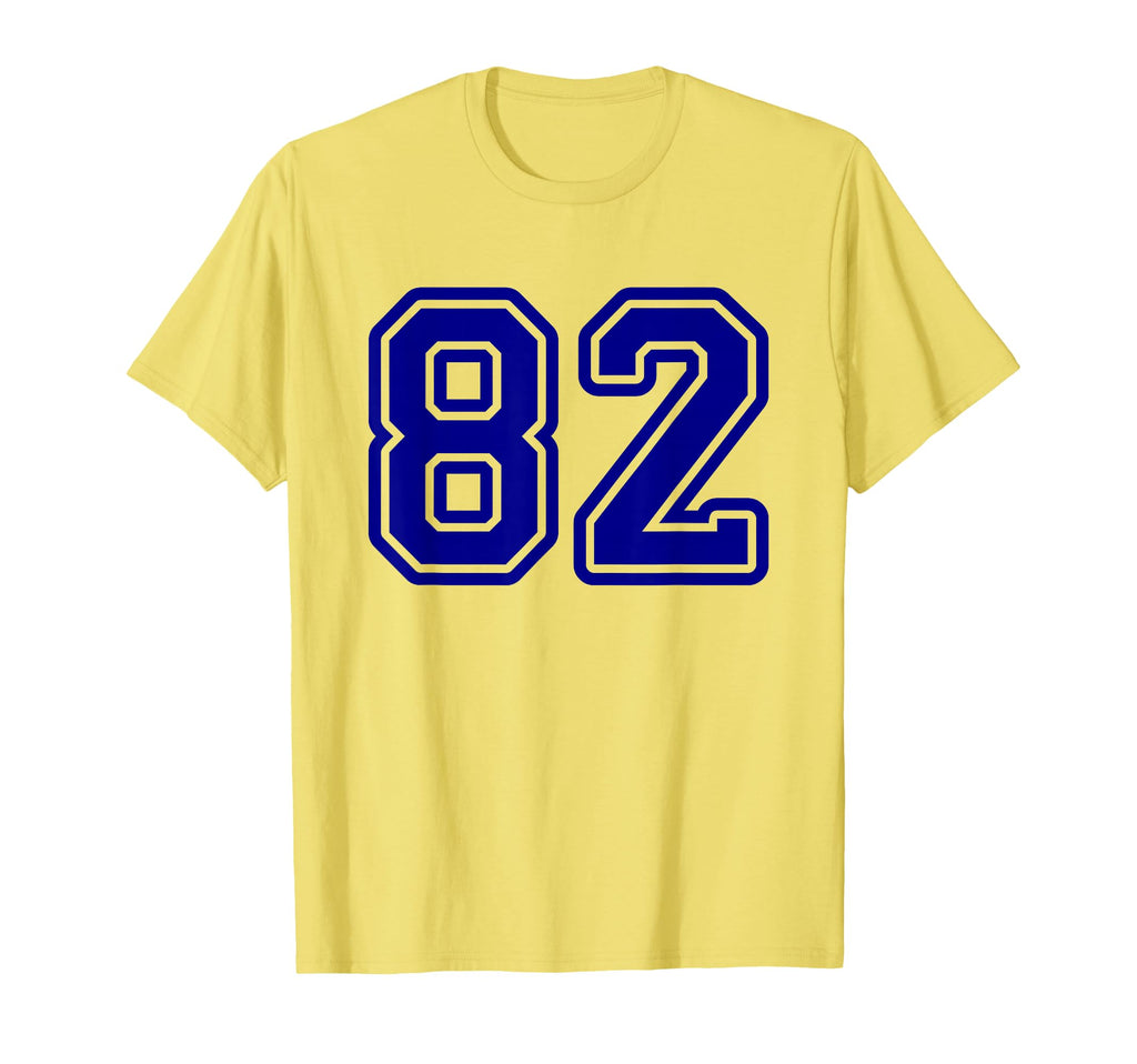 Blue Sports Team Number 82 T-Shirt - Unique Graphic for Adults