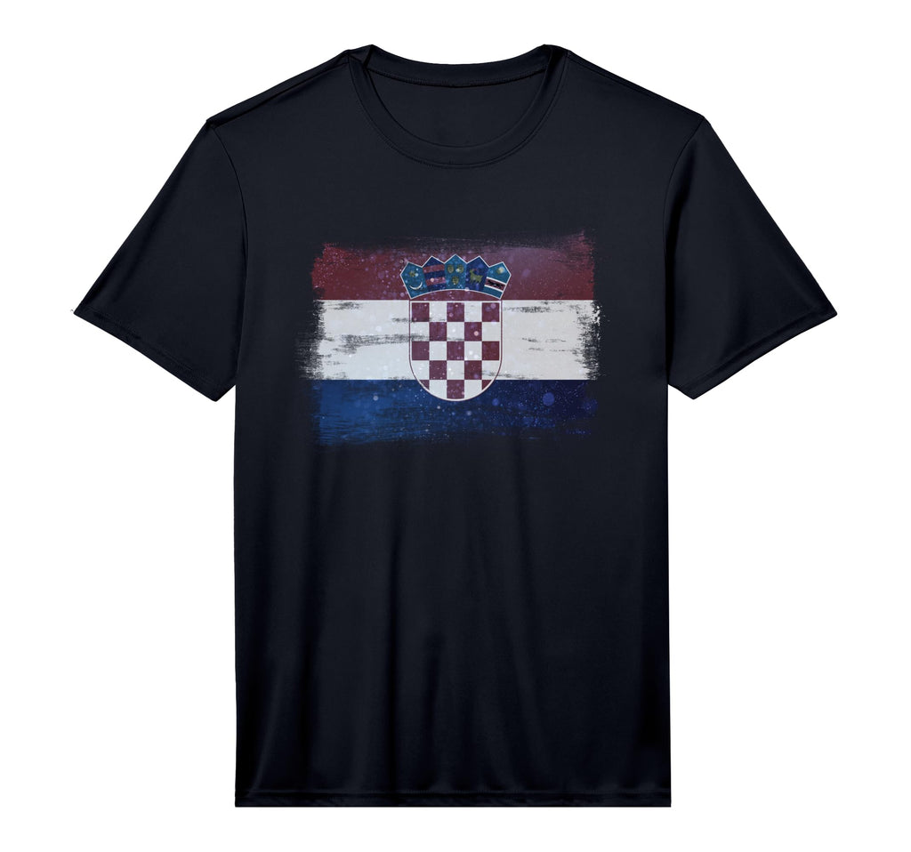 Croatian Dark Splatter Flag T-Shirt - Aesthetic Graphic for Adults