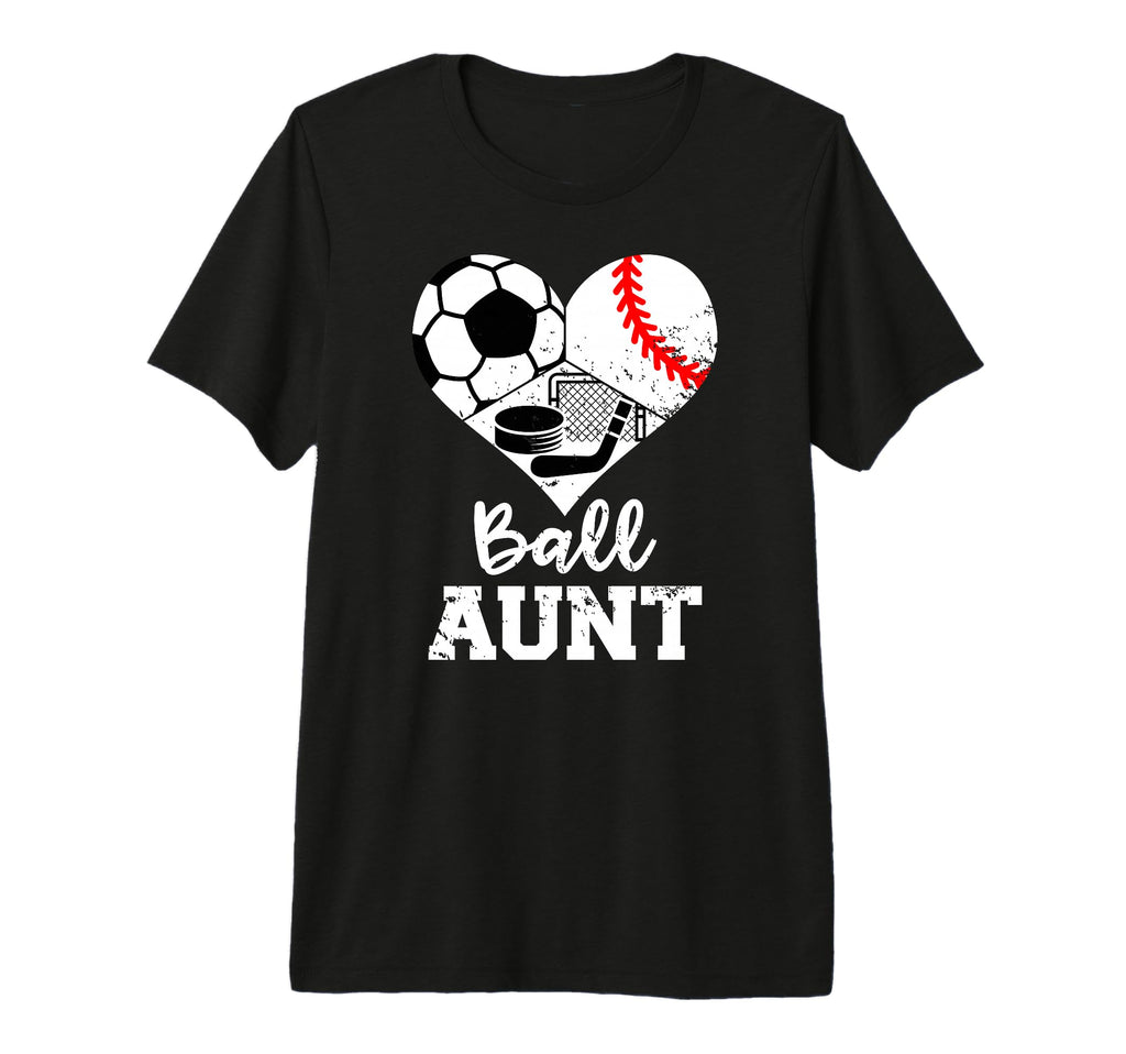 Ball Aunt Heart Funny Soccer T-Shirt - Casual Everyday Wear Unisex