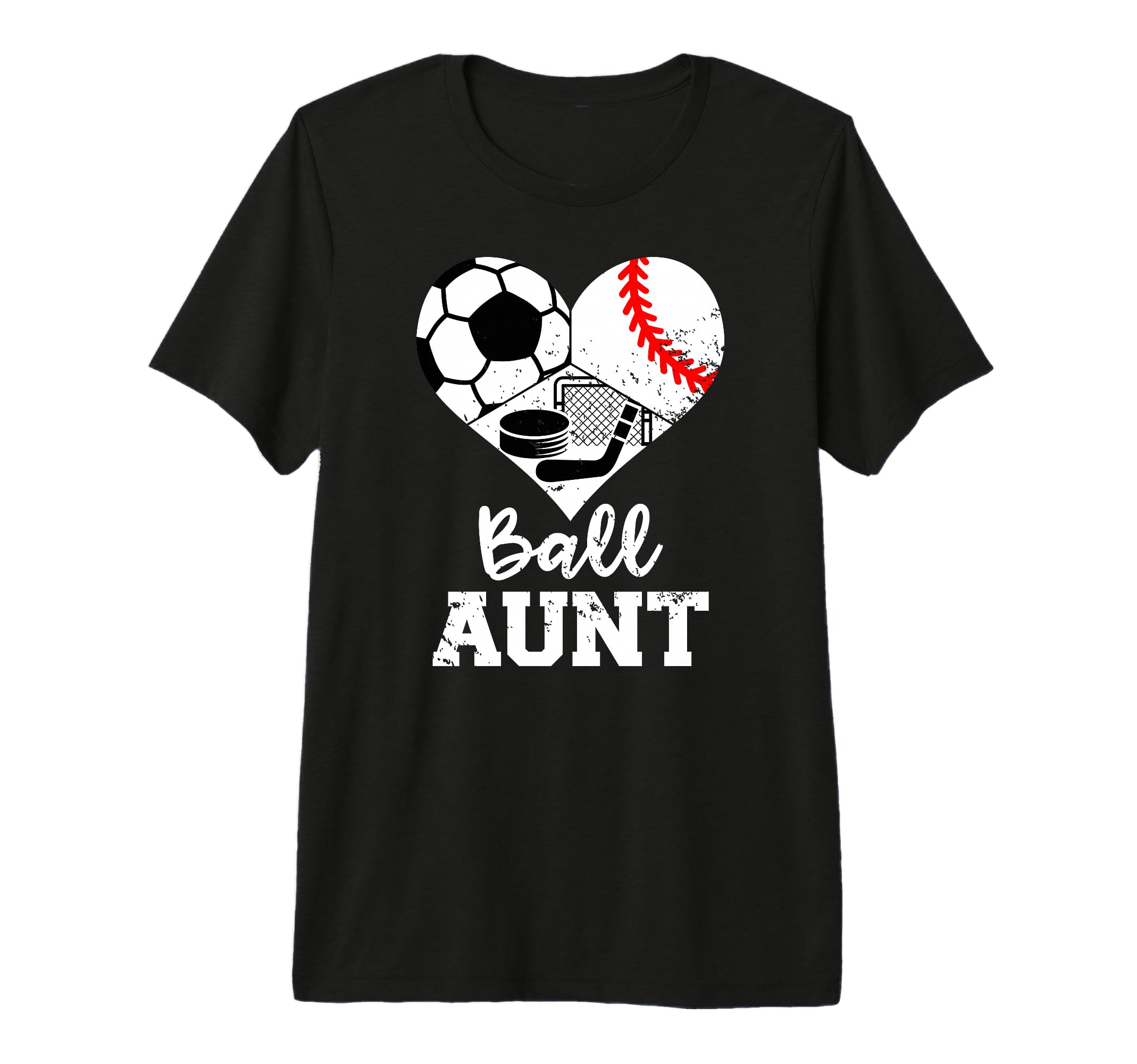 Ball Aunt Heart Funny Soccer T-Shirt - Casual Everyday Wear Unisex