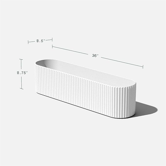 Veradek Demi Series Window Box Planter - Long Planter Box for Windowsill/Balcony | Durable Plastic-Stone Composite Material | Modern Décor for Flowers/Herbs