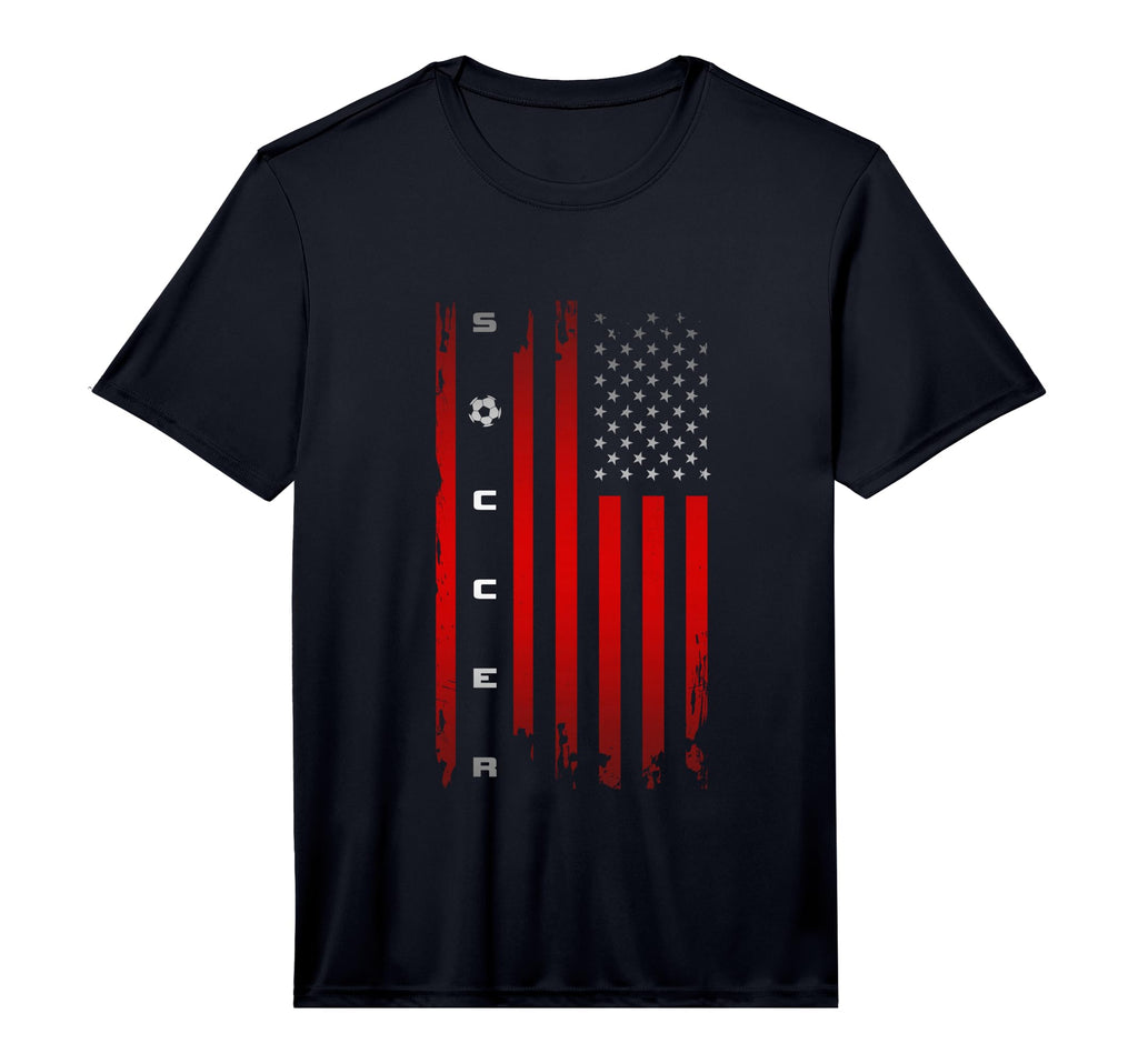 American Flag Soccer Soccer T-Shirt - Casual Everyday Wear Unisex