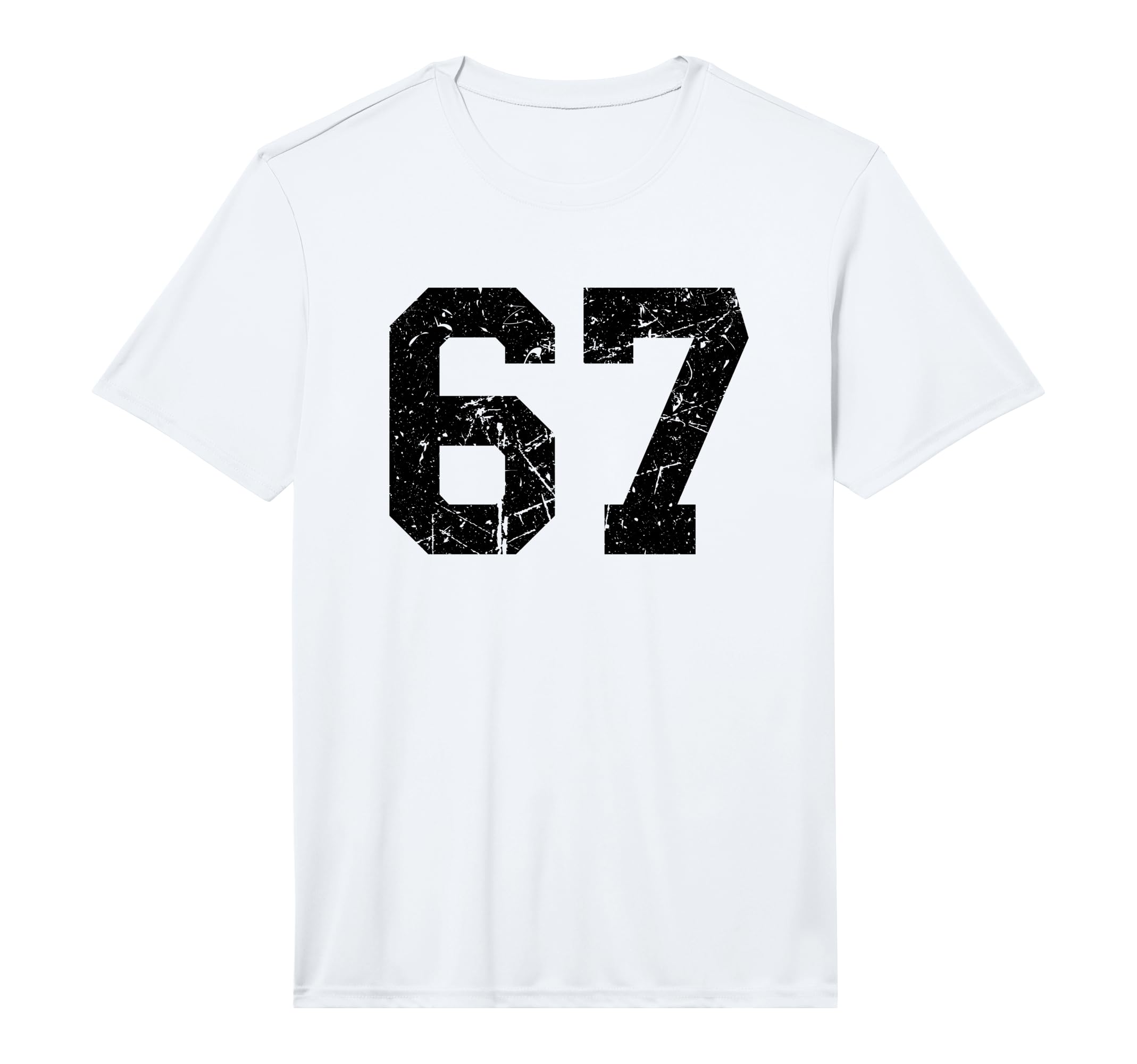 Black Distressed Sport Team Number 67 T-Shirt - Unique Graphic for Adults