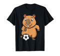 Soccer Capybara Cartoon Funny Water T-Shirt - Aesthetic Graphic Men Women