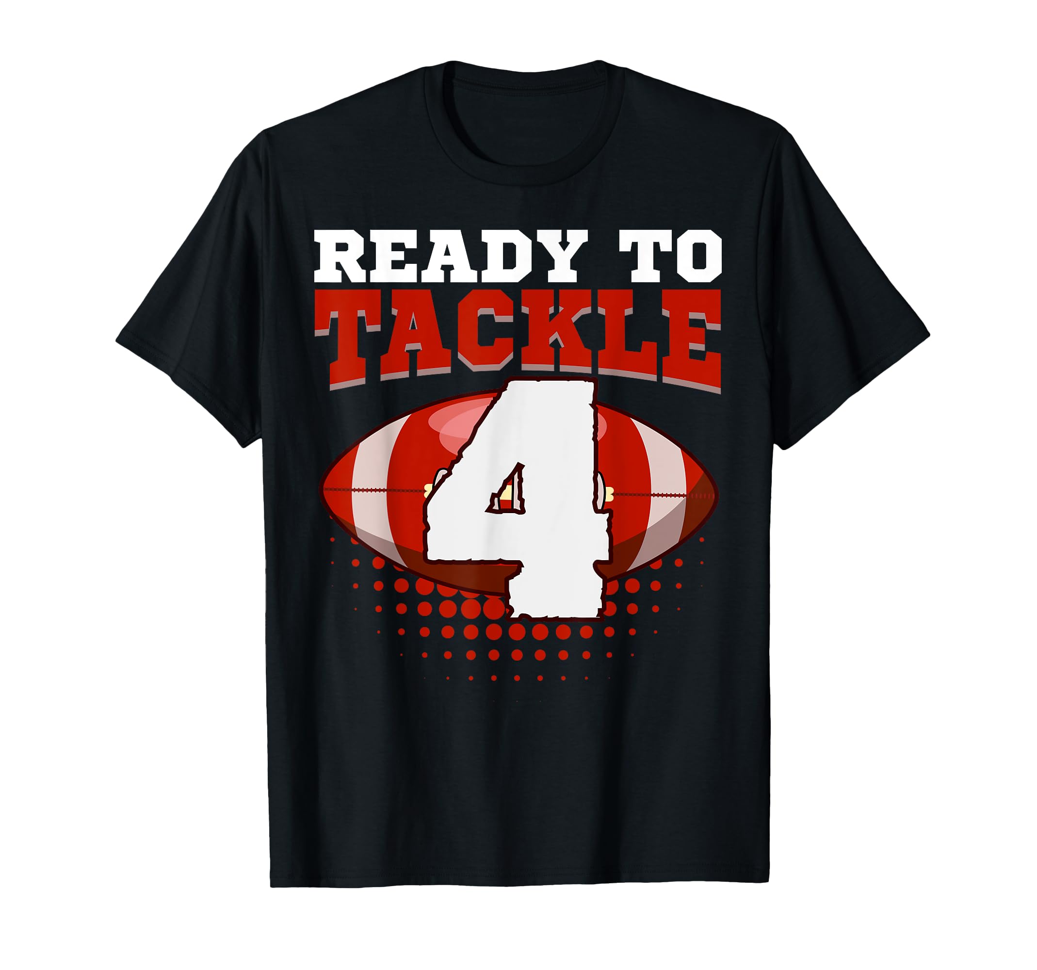 Football 4Th Birthday Player Tackle T-Shirt - Aesthetic Graphic Unisex
