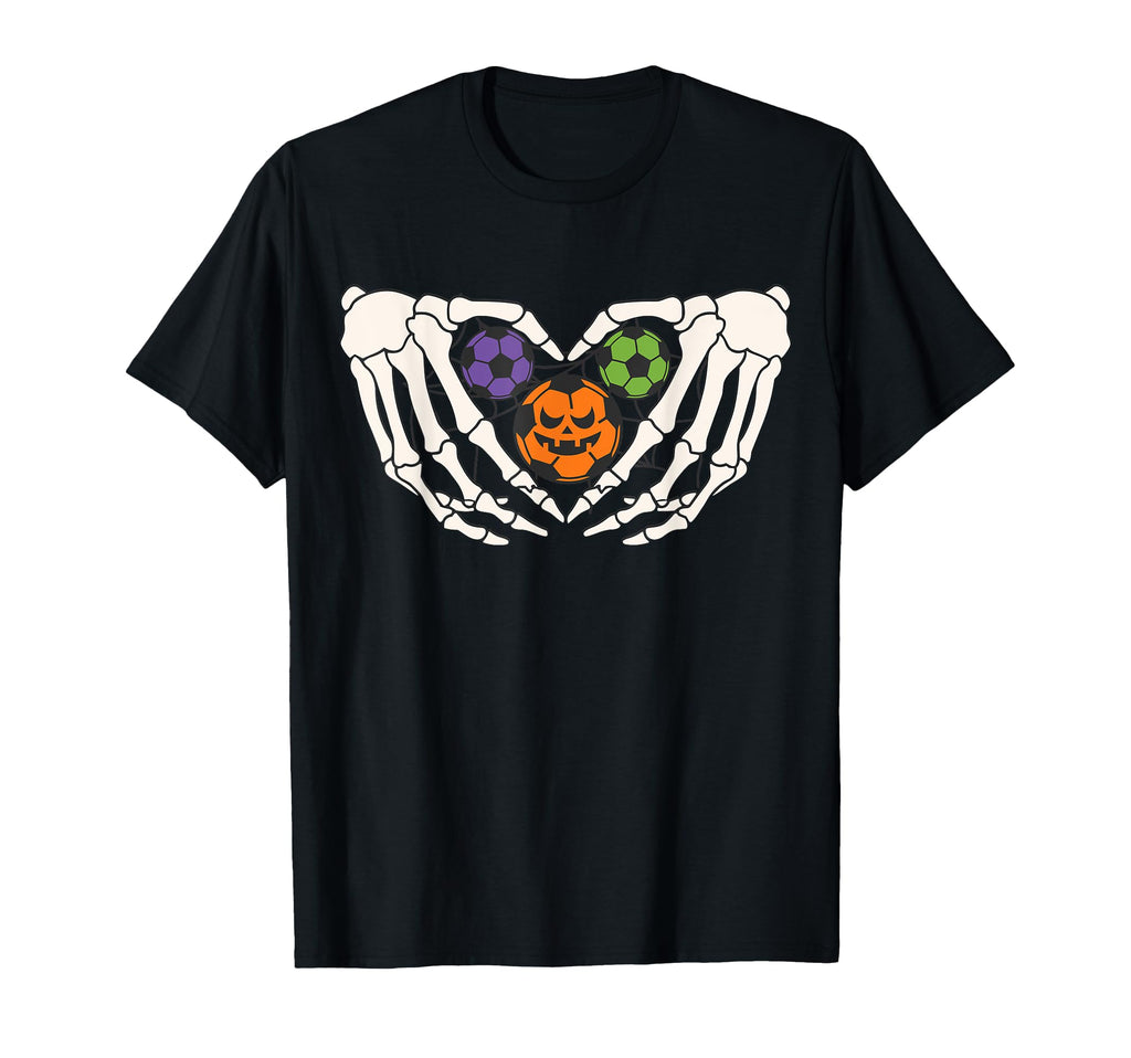 Funny Soccer Halloween Skeleton Hands T-Shirt - Minimalist Print Men Women