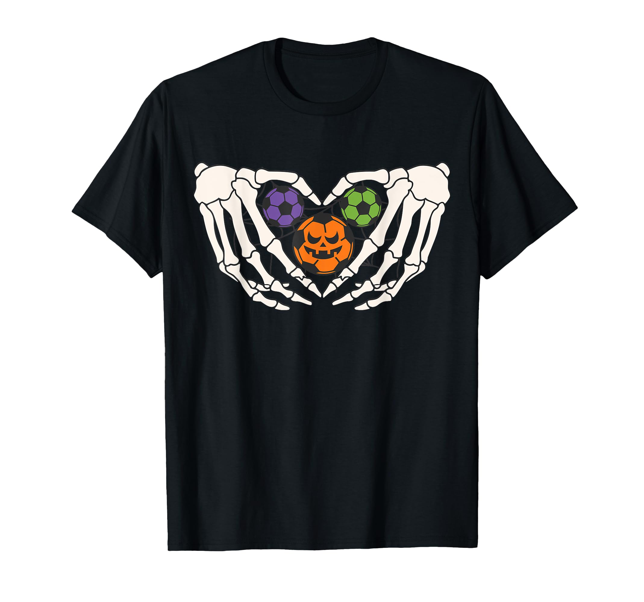 Funny Soccer Halloween Skeleton Hands T-Shirt - Minimalist Print Men Women