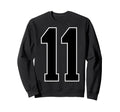 Black Sports Team Number 11 Fan Sweatshirt - Graphic Print Unisex