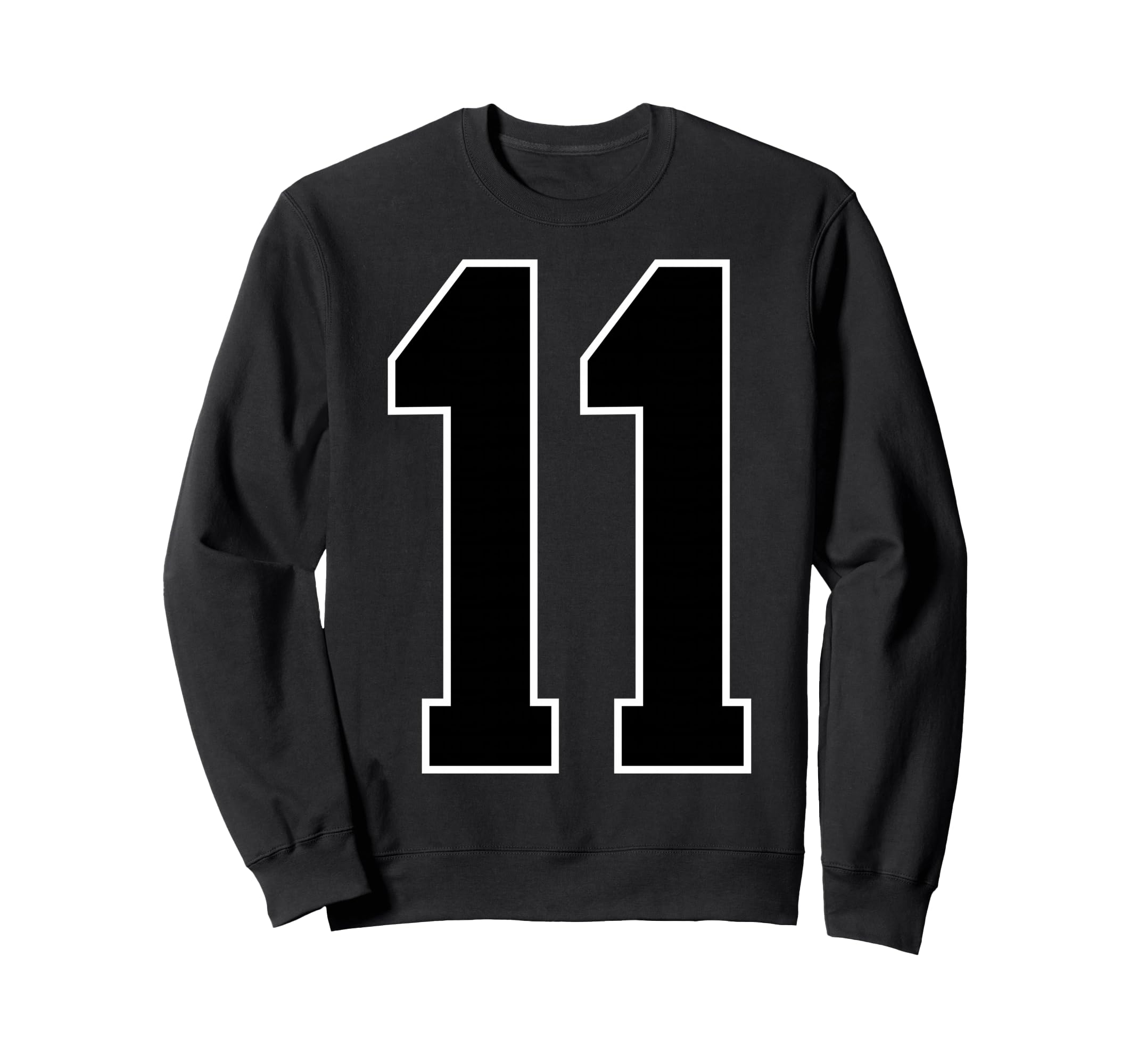 Black Sports Team Number 11 Fan Sweatshirt - Graphic Print Unisex