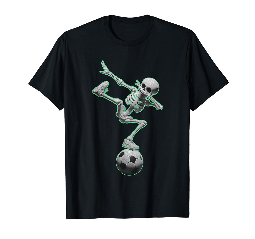 Dabbing Skeleton Soccer Spooky Season T-Shirt - Trendy Graphic for Adults