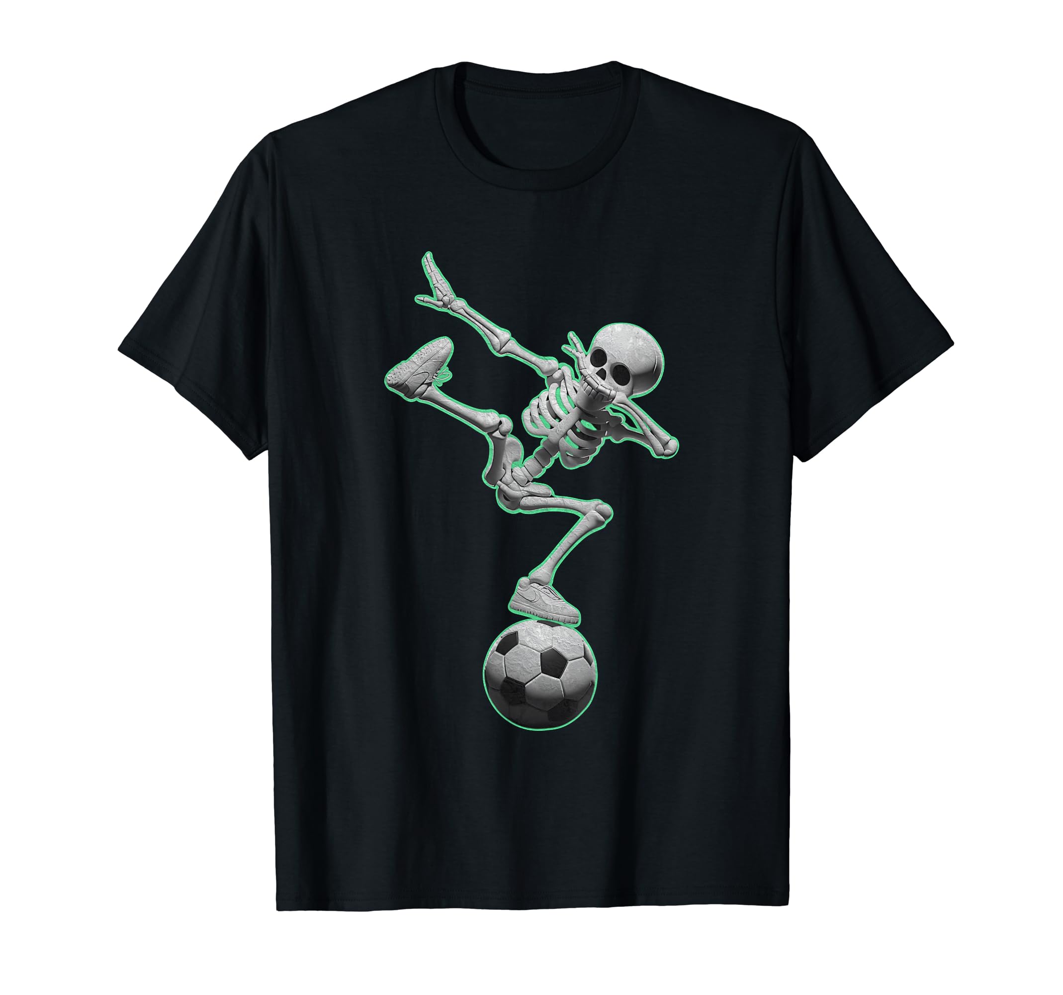 Dabbing Skeleton Soccer Spooky Season T-Shirt - Trendy Graphic for Adults