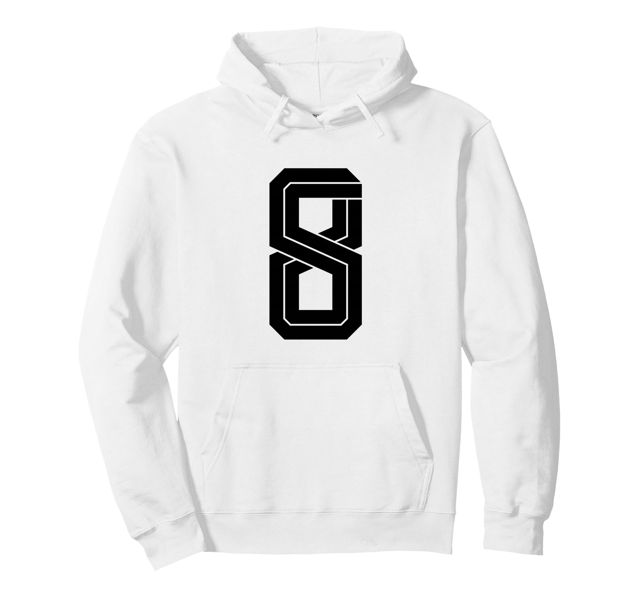 8 White Number 8 Sports Fan Soccer Hoodie - Trendy Graphic Unisex