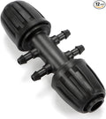 12 Pcs 1/2 inch to 1/4 inch Drip Irrigation Tubing Fittings, 1/2" Drip Tubing (1/2" ID x 0.65" OD) to 4 Way 1/4" Irrigation Tubing Locked Barbed Reducing Tee Connectors for Garden Systems