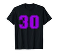 Number 30 Purple Sports Fan Jersey Number T-Shirt - Trendy Graphic Unisex