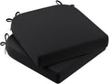 AAAAAcessories Outdoor Seat Cushions for Chairs, Waterproof, Fade-Resistant Patio Furniture Replacement Cushions, 17" x 16" x 2", Set of 2, Black