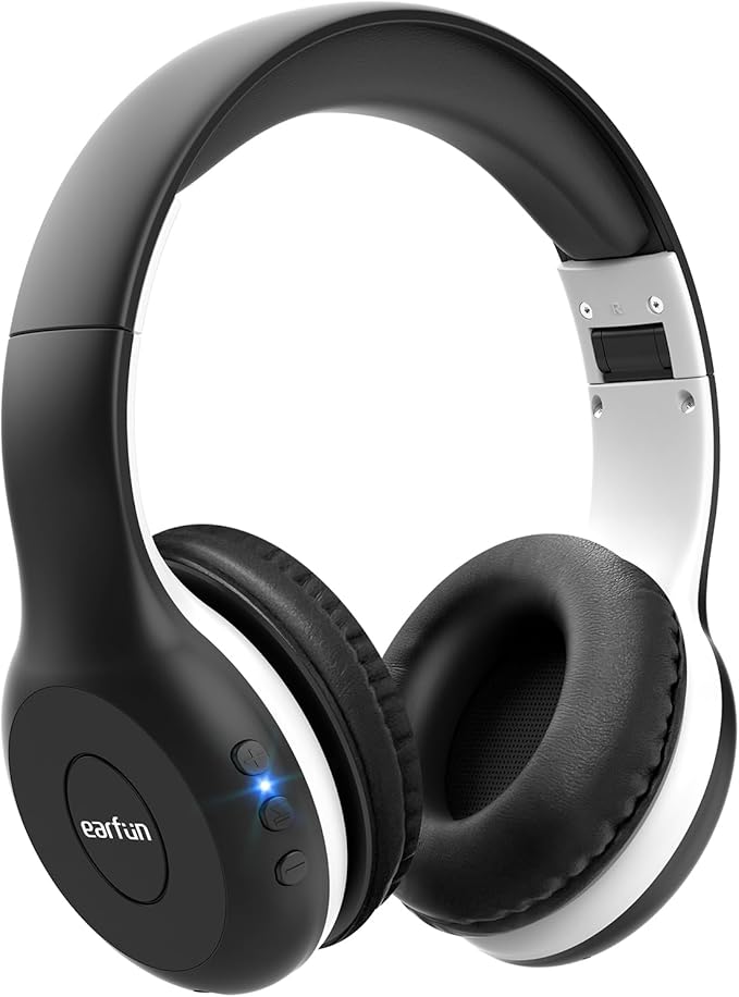 EarFun K2 Kids Bluetooth Headphones, Kids Headphones with Volume Limited, 40H Playtime, Built-in Mic, Stereo Sound, Foldable Over-Ear Headphone for School/Travel/iPad/Tablet, Black