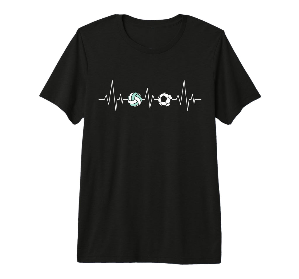 Soccer Volleyball Heartbeat Funny Sport T-Shirt - Graphic Print for Adults