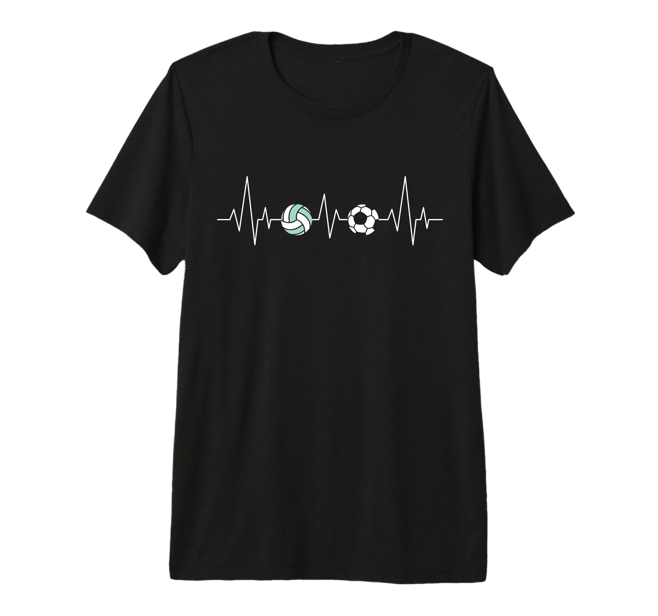 Soccer Volleyball Heartbeat Funny Sport T-Shirt - Graphic Print for Adults