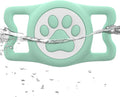 IP68 Waterpoof Dog Airtag Holder, Stretchy Silicone Full Body Covered Apple Air Tag Holder for Dog Cat Collar Fit All Width Collar (Green, 1 Pack)