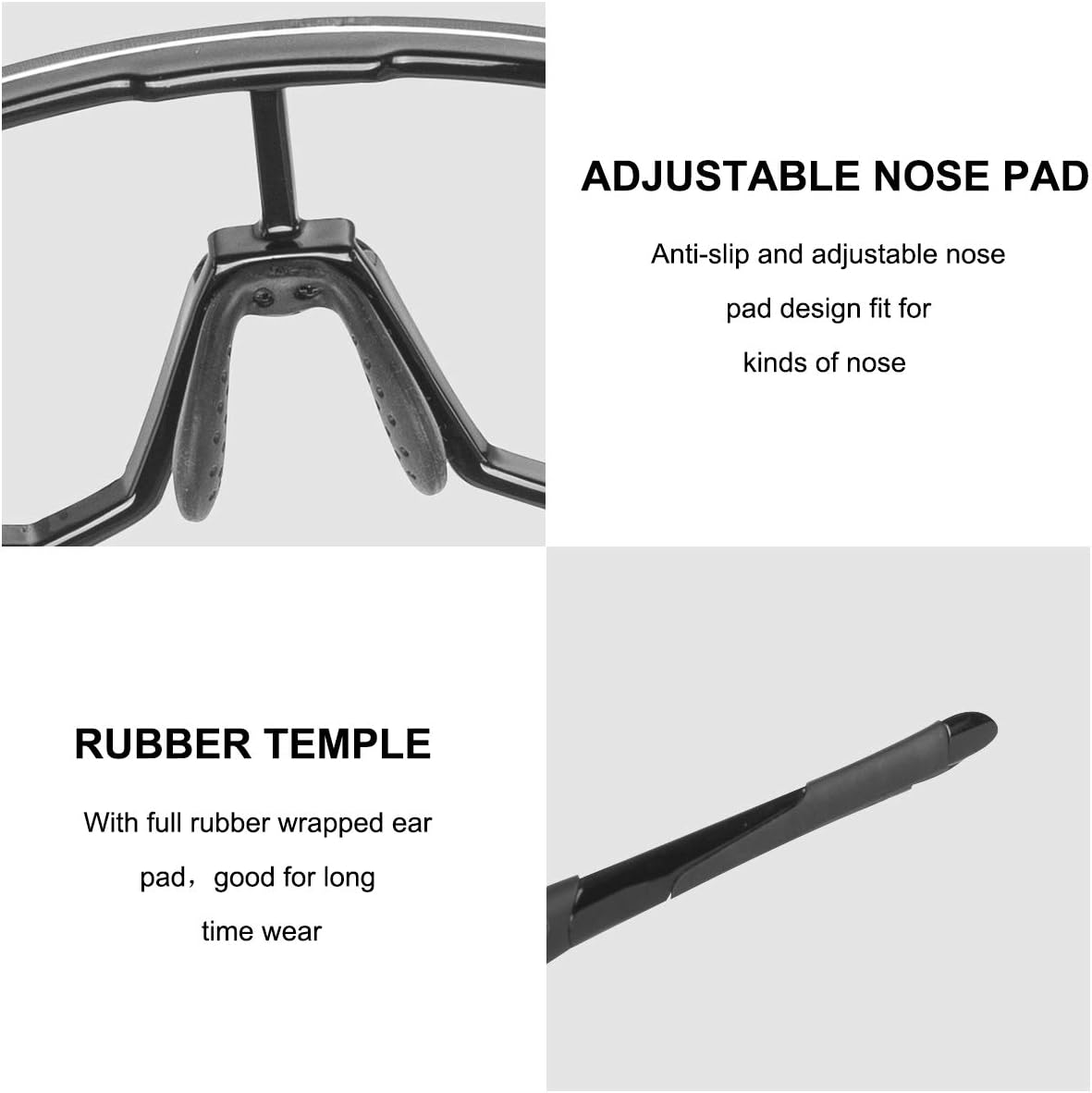 Aerodynamic Windproof Photochromic Cycling Sunglasses