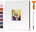 RECUTMS Photo Album Self Adhesive Magnetic Scrapbook 4x6 5x7 8x10 Pictures Scrapbook Album, 40 Pages Photo Book for DIY Baby Family Wedding with Metal Pen and Plastic Board (White)