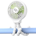 HomeLifairy Portable Stroller Fan, USB or Rechargeable Battery Operated with 3 Speeds and 360°Rotate, Cooling Clip On for Baby Crib Travel Car Seat White