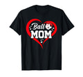 Ball Mom Heart Funny Baseball Soccer T-Shirt - Custom Art Print Men Women