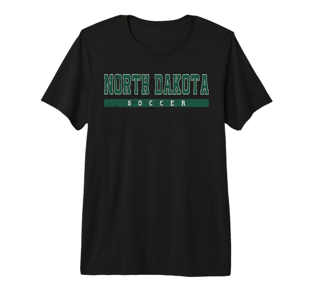 North Dakota Soccer Green Text Tri Blend T-Shirt - Trendy Graphic Men Women