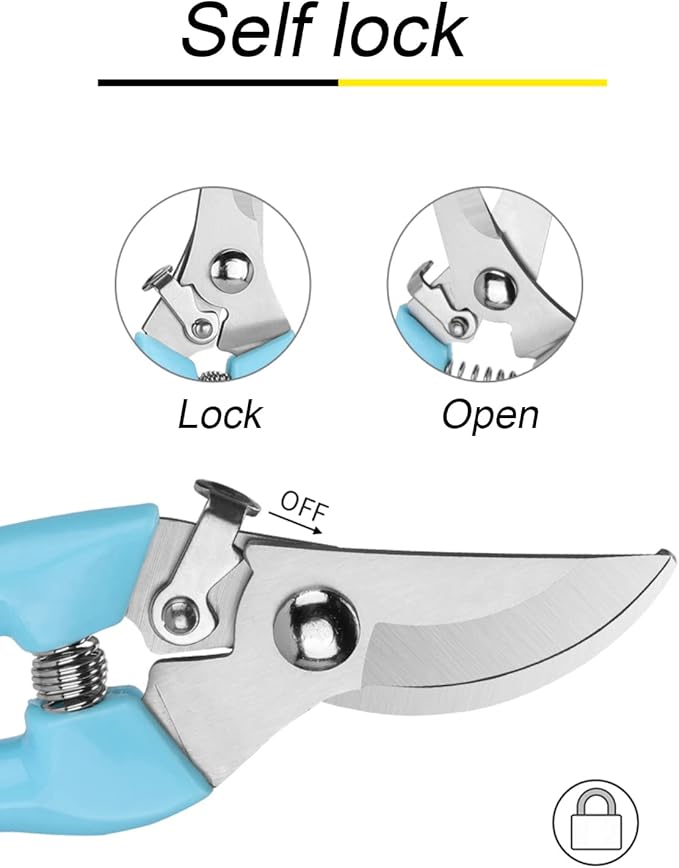 Curve Gardening Scissor with Sharp Stainless Steel Blade Garden Shears for Cutting Flowers Trimming Plants of Yard Florist Flower Rose Herb Hedge Bonsai and Fruits Picking (Red Handle)