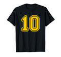 Number 10 Yellow Sports Team T-Shirt - Fun Novelty Design for Adults