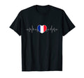 France Heartbeat Pulse French Flag T-Shirt - Fun Novelty Design Unisex