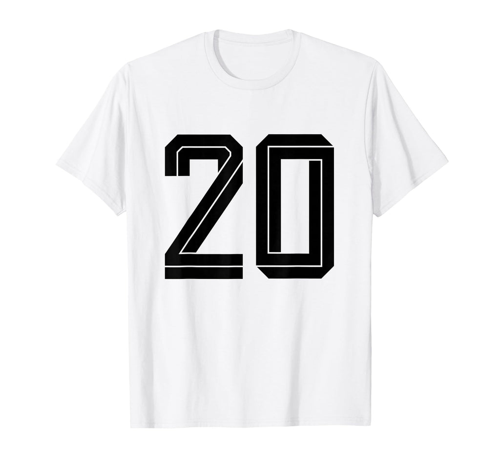 20 White Number 20 Sports Fan Soccer T-Shirt - Novelty Apparel for Adults