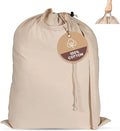 LFH Home Cotton Canvas Extra Large Laundry Bag with Handle, Heavy Duty Drawstring Closure Washable Laundry Bags, School Travel, Home, Hotel, College Dorm, Organizer Sack, Toys Clothes 28x40-Natural