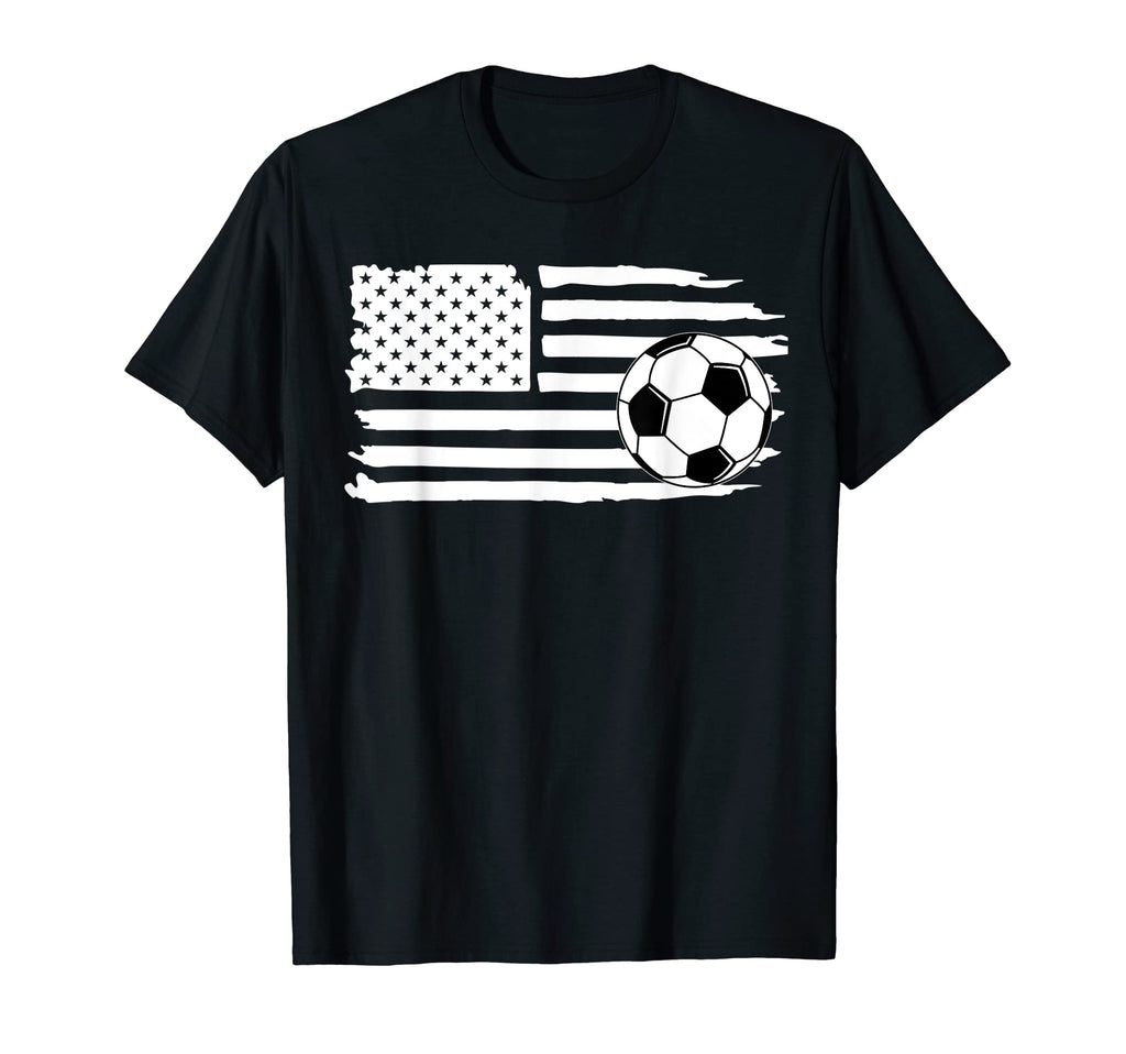 Distressed American Flag Soccer Ball T-Shirt - Minimalist Print for Adults